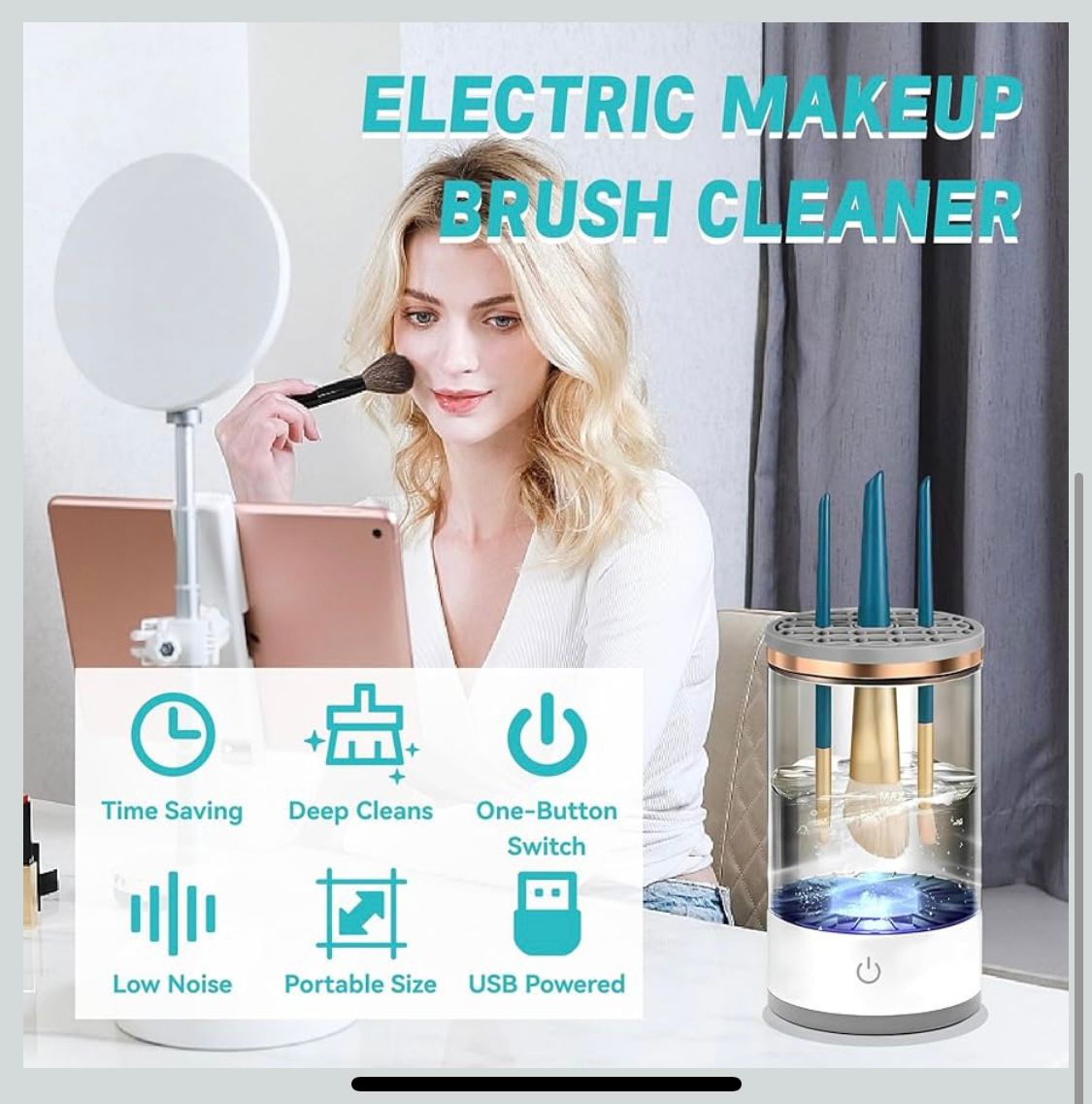 Maquina limpiadora de brochas de maquilaje.